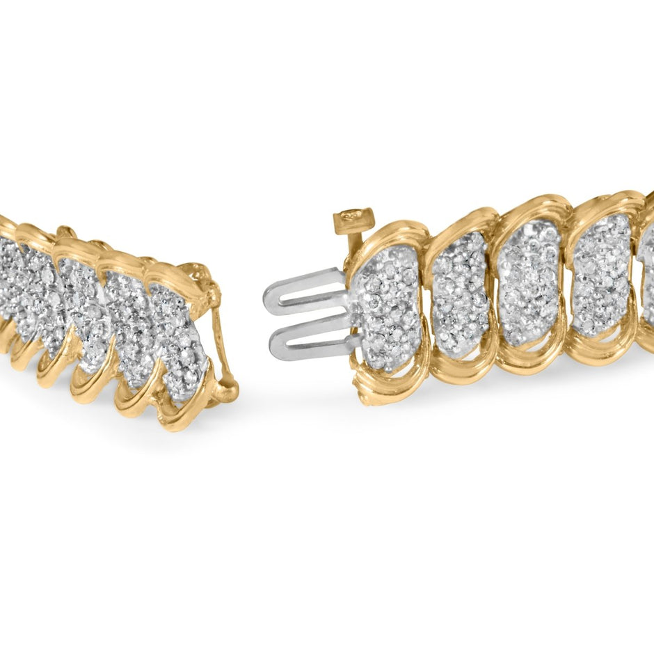 10K Yellow Gold 4.00 Cttw Pave Diamond Classic Link 7