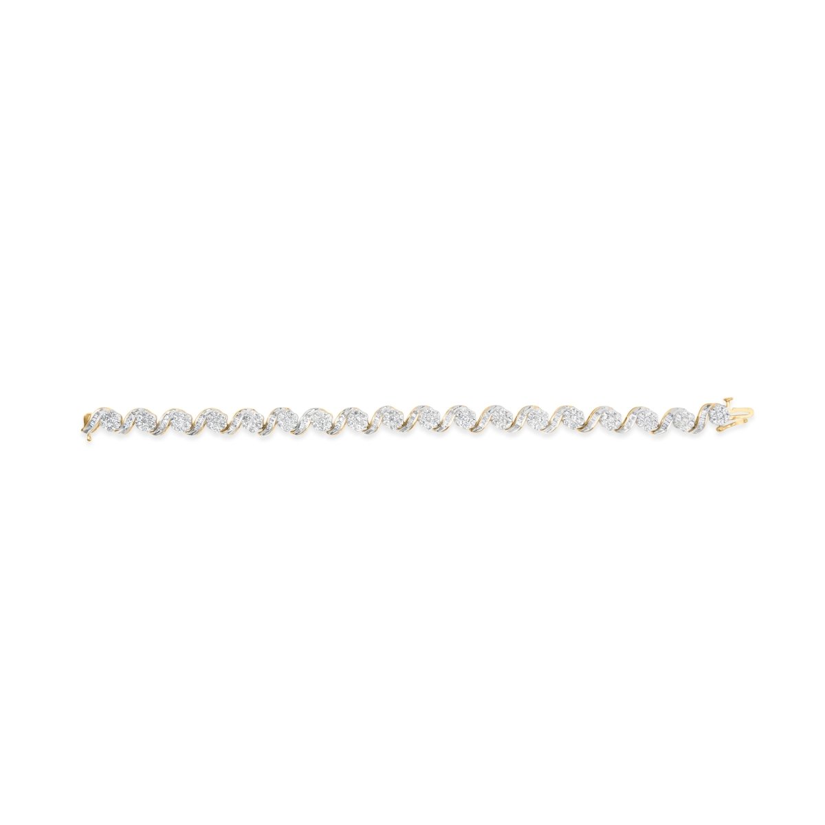 10k Yellow Gold 5.00 Cttw Round-Cut and Baguette-Cut Diamond Floral Link 7.25