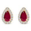 10K Yellow Gold 5X3 MM Pear-Cut Ruby and 1/7 Cttw Diamond Halo Stud Earrings (I-J Color, I1-I2 Clarity) - Earrings - Custom Crafting Alliance, LLC