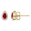 10K Yellow Gold 5X3 MM Pear-Cut Ruby and 1/7 Cttw Diamond Halo Stud Earrings (I-J Color, I1-I2 Clarity) - Earrings - Custom Crafting Alliance, LLC