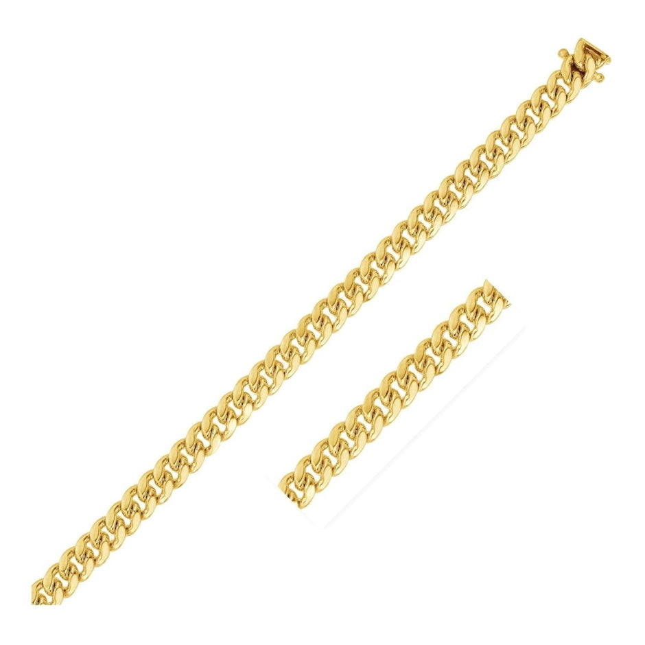 10k Yellow Gold Classic Miami Cuban Solid Bracelet (4.90 mm) - Bracelets - Custom Crafting Alliance, LLC