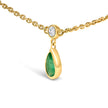 10K Yellow Gold Dangling 5x3 mm Green Emerald and Diamond Station Necklace - 18