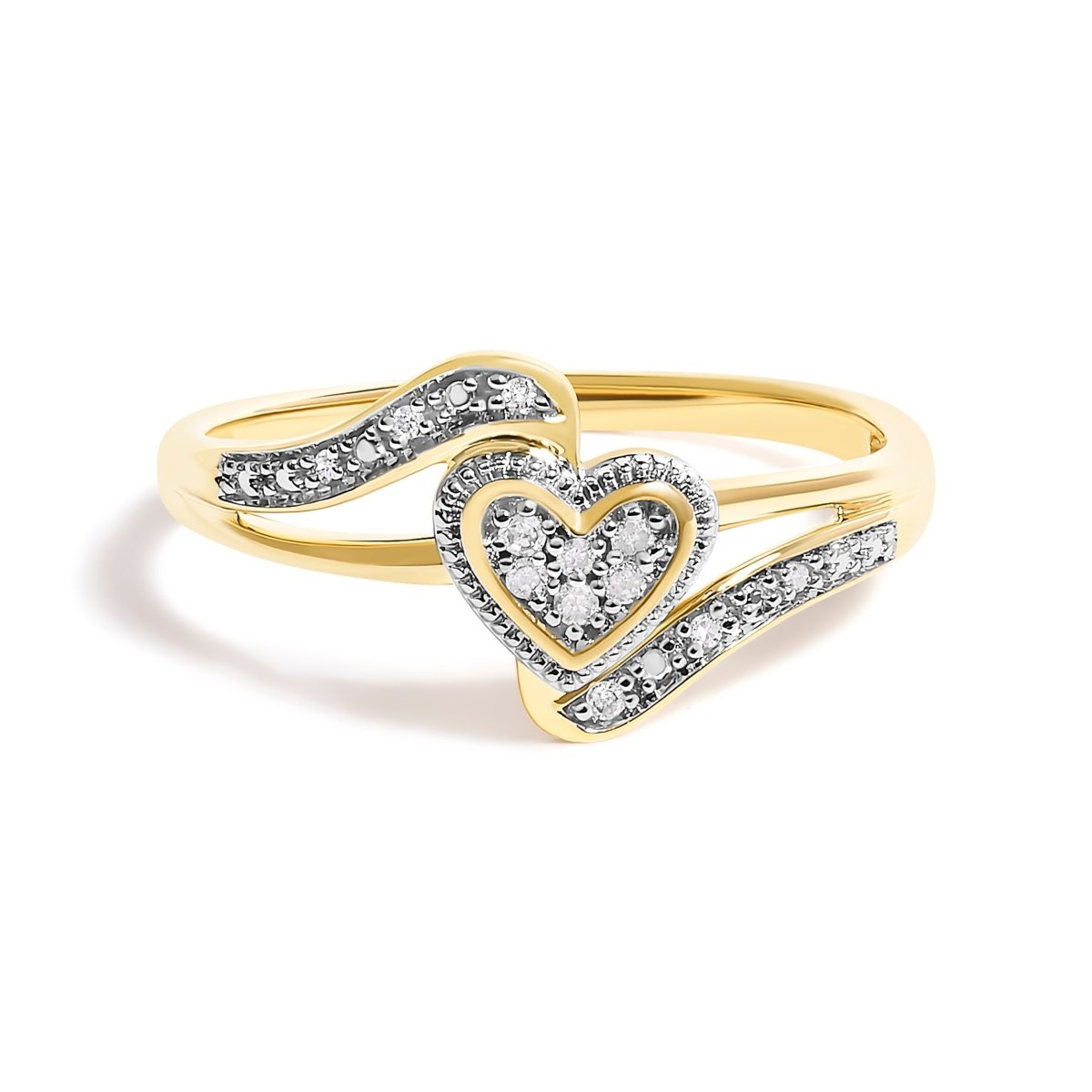 10K Yellow Gold Diamond Accent Filigree Heart Promise Ring (I-J Color, I3 Clarity)- Size 7 - Rings - Custom Crafting Alliance, LLC