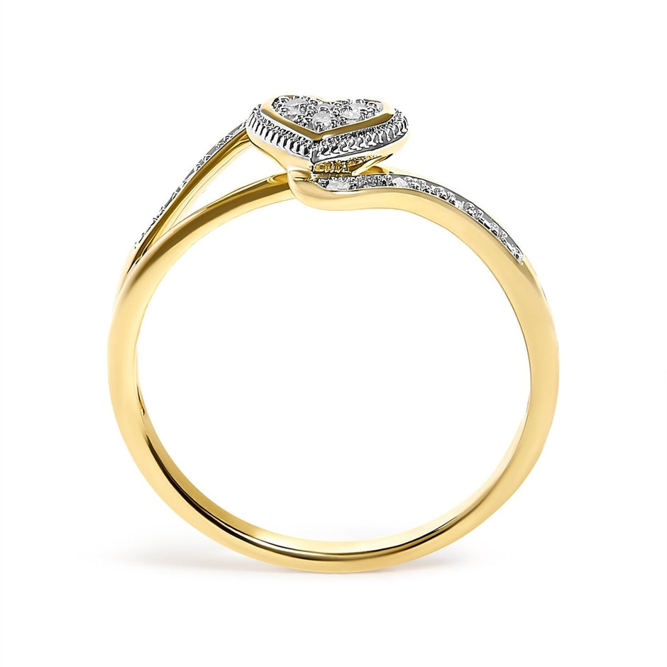 10K Yellow Gold Diamond Accent Filigree Heart Promise Ring (I-J Color, I3 Clarity)- Size 7 - Rings - Custom Crafting Alliance, LLC