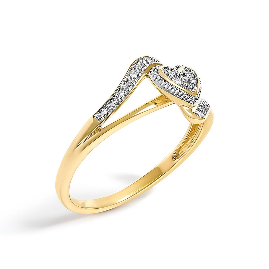 10K Yellow Gold Diamond Accent Filigree Heart Promise Ring (I-J Color, I3 Clarity)- Size 7 - Rings - Custom Crafting Alliance, LLC