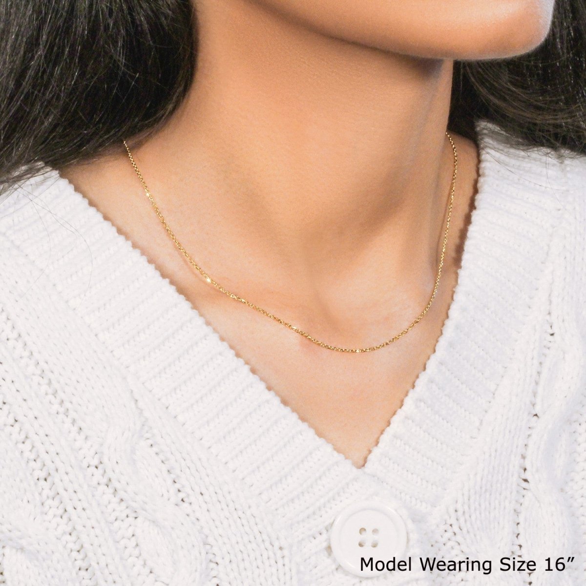 10k Yellow Gold Diamond Cut Cable Link Chain (1.10 mm) - Necklaces - Custom Crafting Alliance, LLC