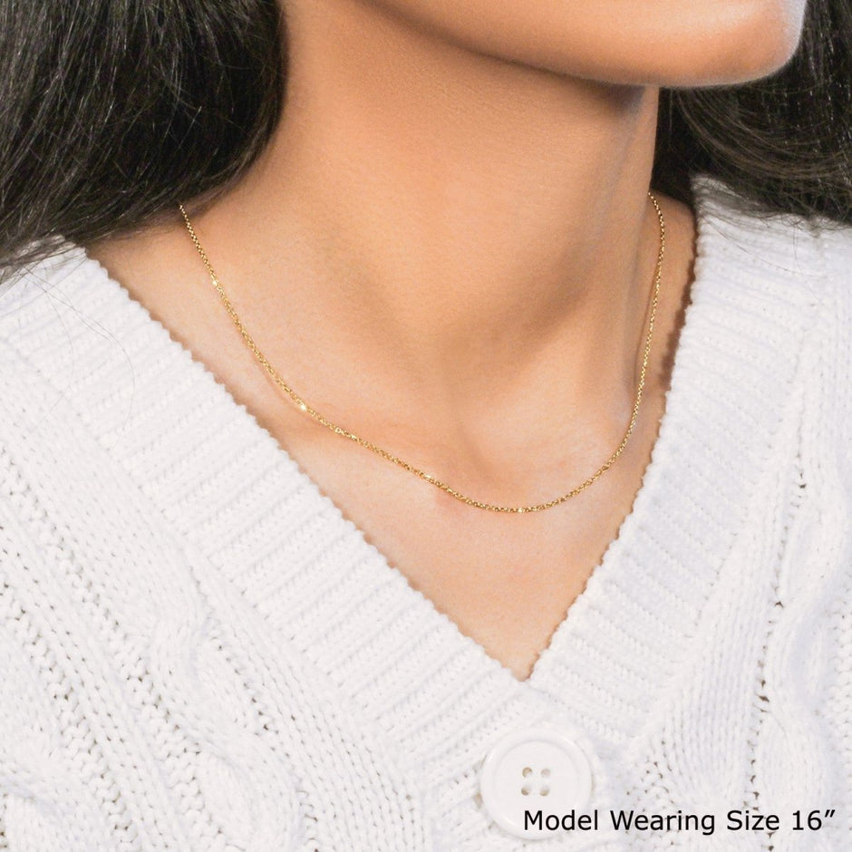 10k Yellow Gold Diamond Cut Cable Link Chain (1.10 mm) - Necklaces - Custom Crafting Alliance, LLC