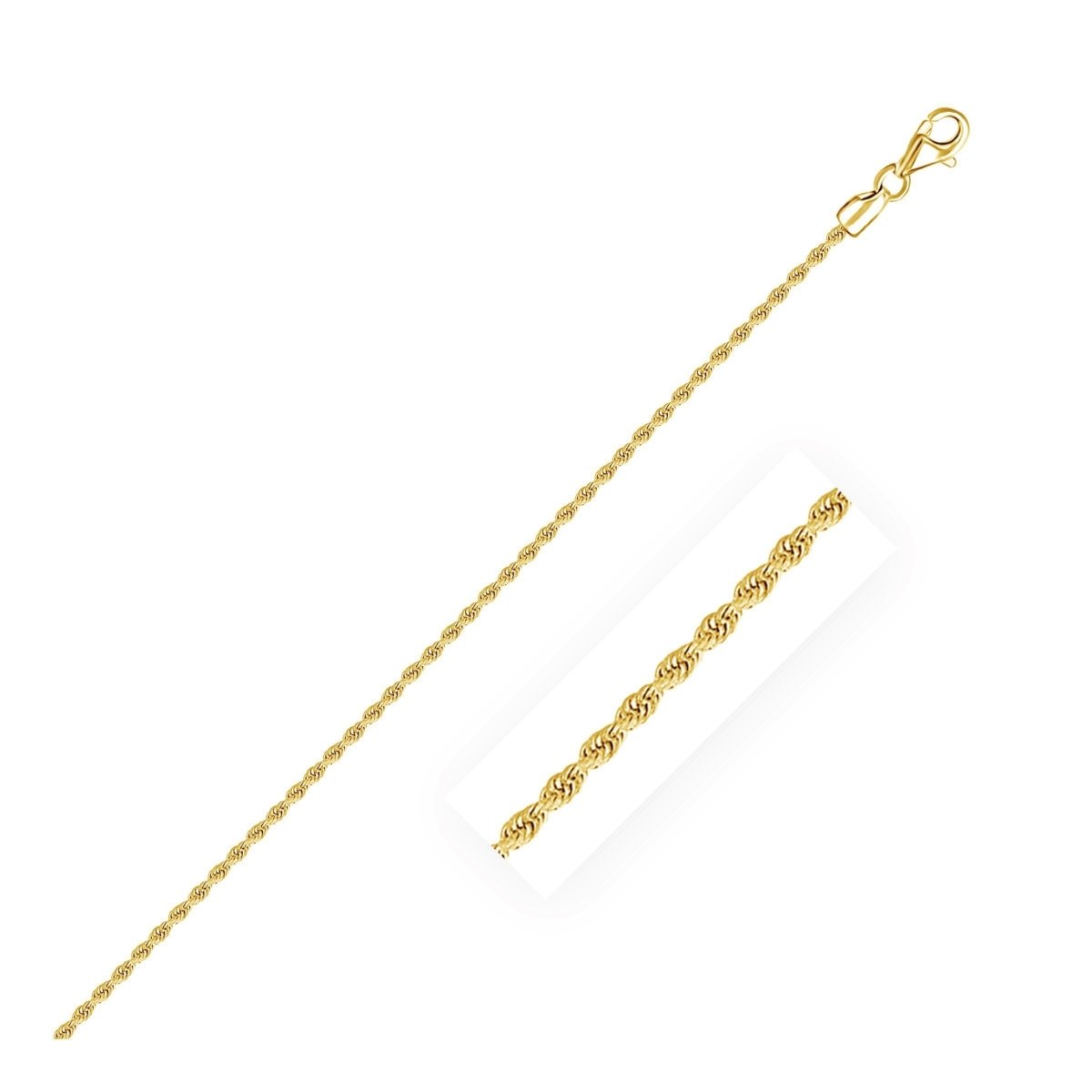 10K Yellow Gold Hollow Diamond Cut Rope Chain (2.00 mm) - Necklaces - Custom Crafting Alliance, LLC