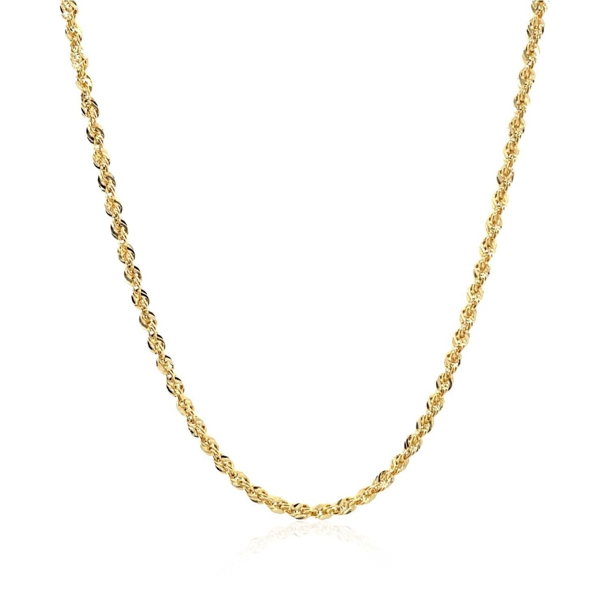 10K Yellow Gold Hollow Diamond Cut Rope Chain (2.00 mm) - Necklaces - Custom Crafting Alliance, LLC