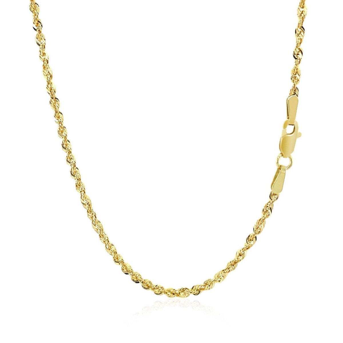 10K Yellow Gold Hollow Diamond Cut Rope Chain (2.00 mm) - Necklaces - Custom Crafting Alliance, LLC