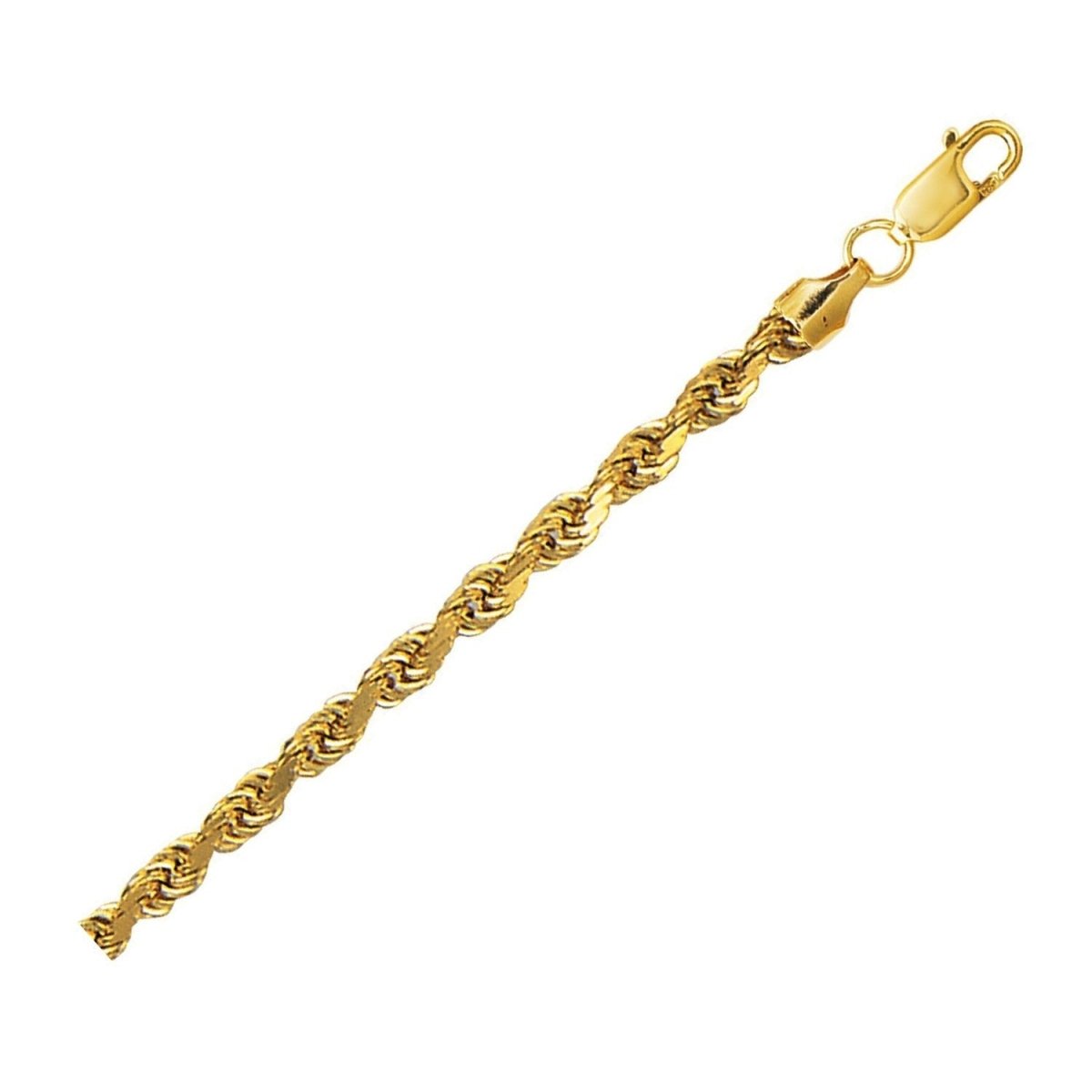 10K Yellow Gold Hollow Diamond Cut Rope Chain (4.00 mm) - Necklaces - Custom Crafting Alliance, LLC