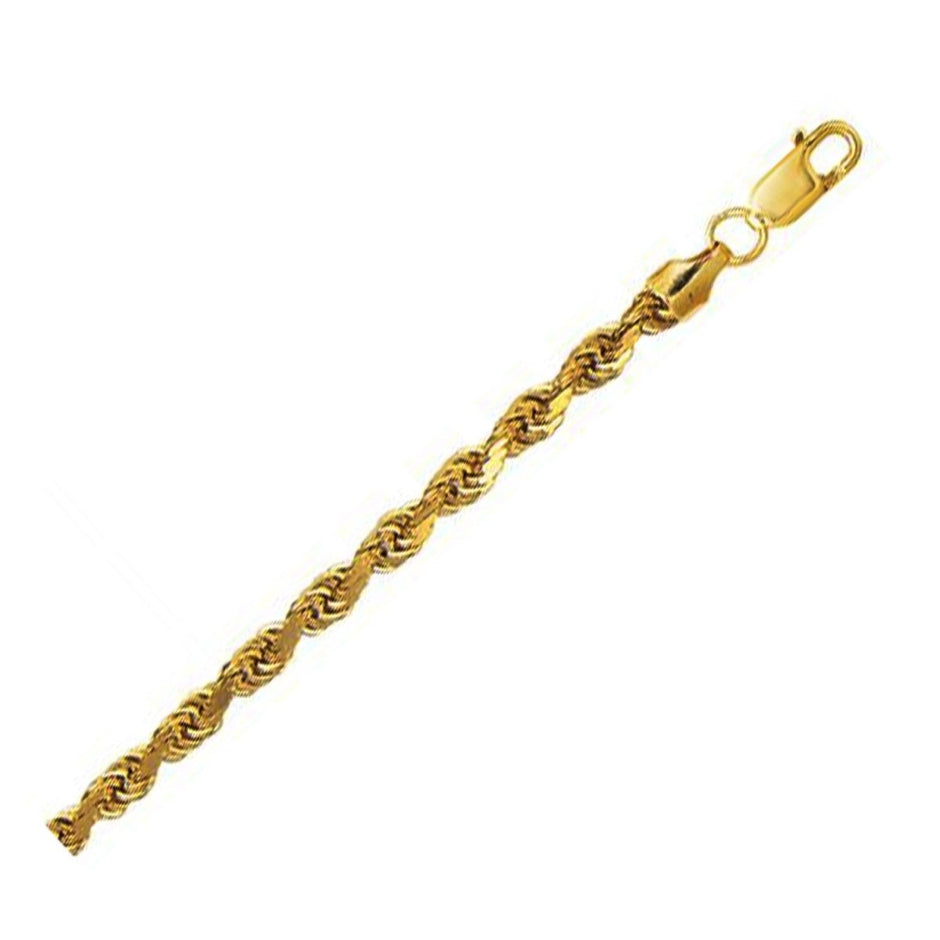 10K Yellow Gold Hollow Diamond Cut Rope Chain (5.00 mm) - Necklaces - Custom Crafting Alliance, LLC