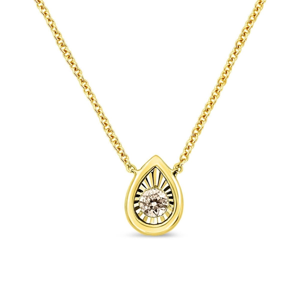 10K Yellow Gold Plated .925 Sterling Silver 1/10 Cttw Miracle Set Round Diamond Square Box Shape 18