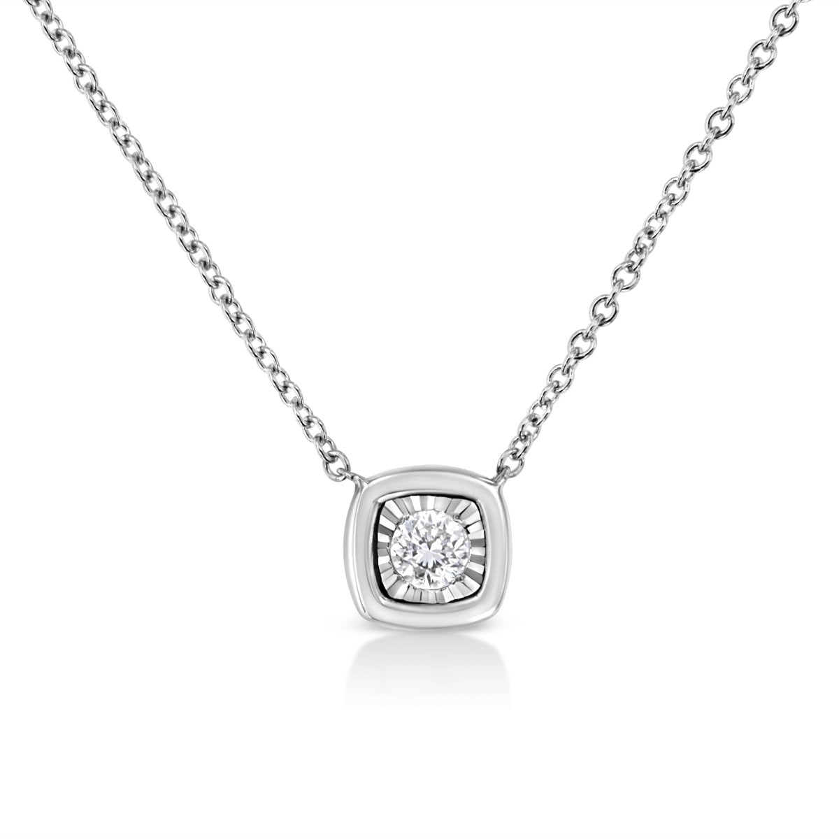 10K Yellow Gold Plated .925 Sterling Silver 1/10 Cttw Miracle Set Round Diamond Square Box Shape 18