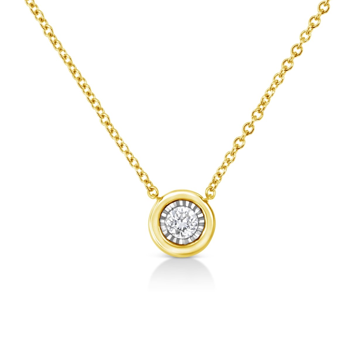 10K Yellow Gold Plated .925 Sterling Silver 1/10 Cttw Miracle Set Round Diamond Square Box Shape 18