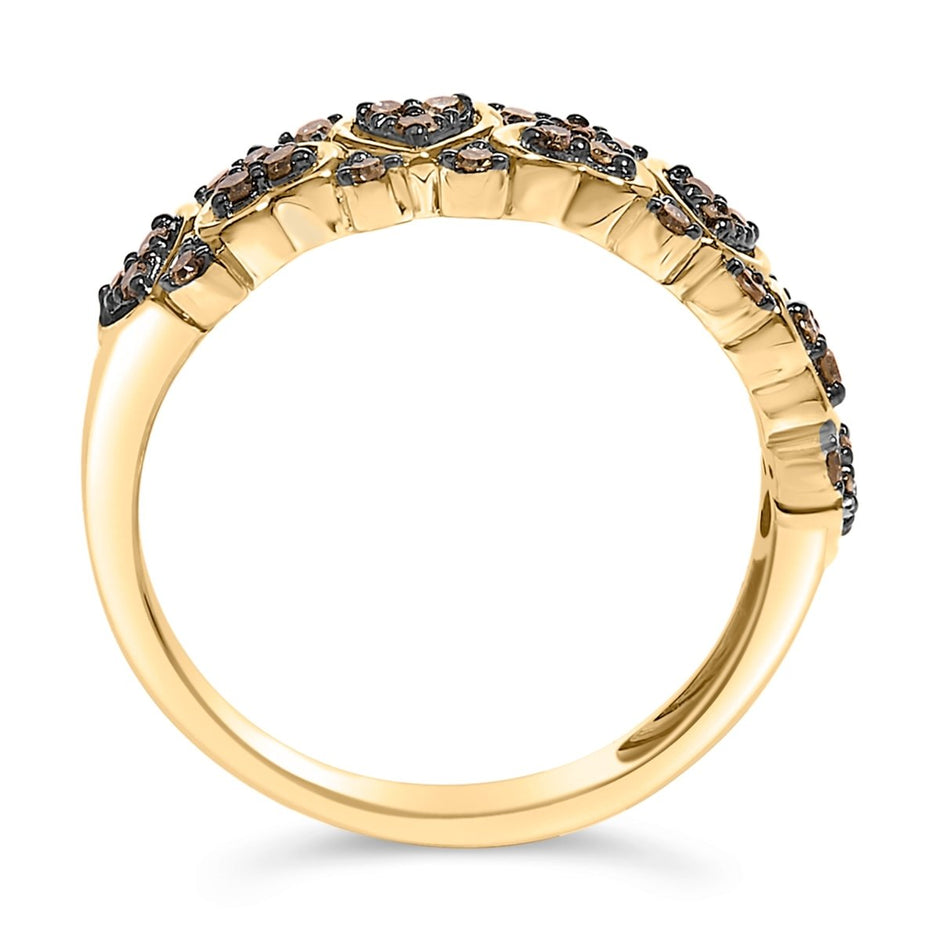 10K Yellow Gold Plated .925 Sterling Silver 1/3 cttw Natural Diamond Band Ring - Size 7 - Rings - Custom Crafting Alliance, LLC