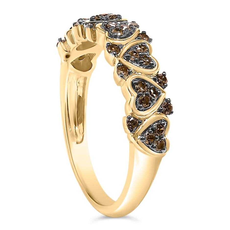 10K Yellow Gold Plated .925 Sterling Silver 1/3 cttw Natural Diamond Band Ring - Size 7 - Rings - Custom Crafting Alliance, LLC