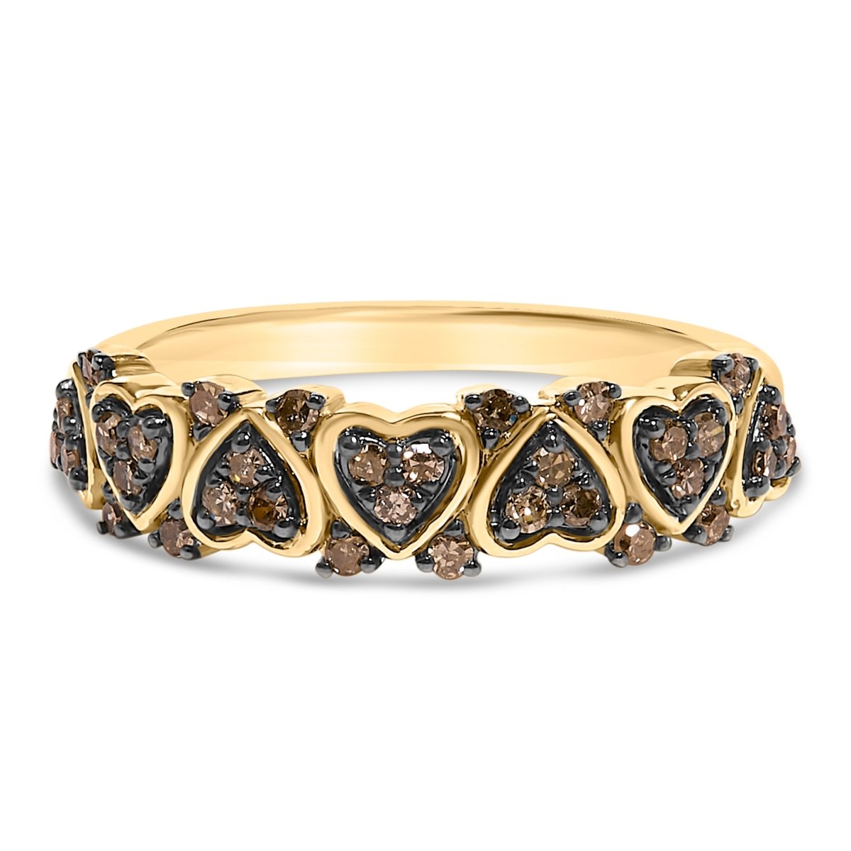 10K Yellow Gold Plated .925 Sterling Silver 1/3 cttw Natural Diamond Band Ring - Size 7 - Rings - Custom Crafting Alliance, LLC