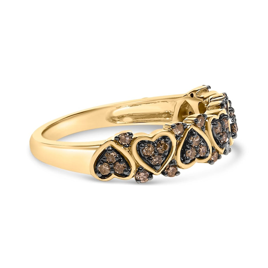 10K Yellow Gold Plated .925 Sterling Silver 1/3 cttw Natural Diamond Band Ring - Size 7 - Rings - Custom Crafting Alliance, LLC