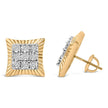 10K Yellow Gold Plated .925 Sterling Silver 1/4 Cttw Diamond Textured Halo Stud Earrings - Earrings - Custom Crafting Alliance, LLC