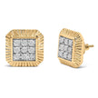 10K Yellow Gold Plated .925 Sterling Silver 1/6 Cttw Diamond Textured Halo Stud Earrings - Earrings - Custom Crafting Alliance, LLC