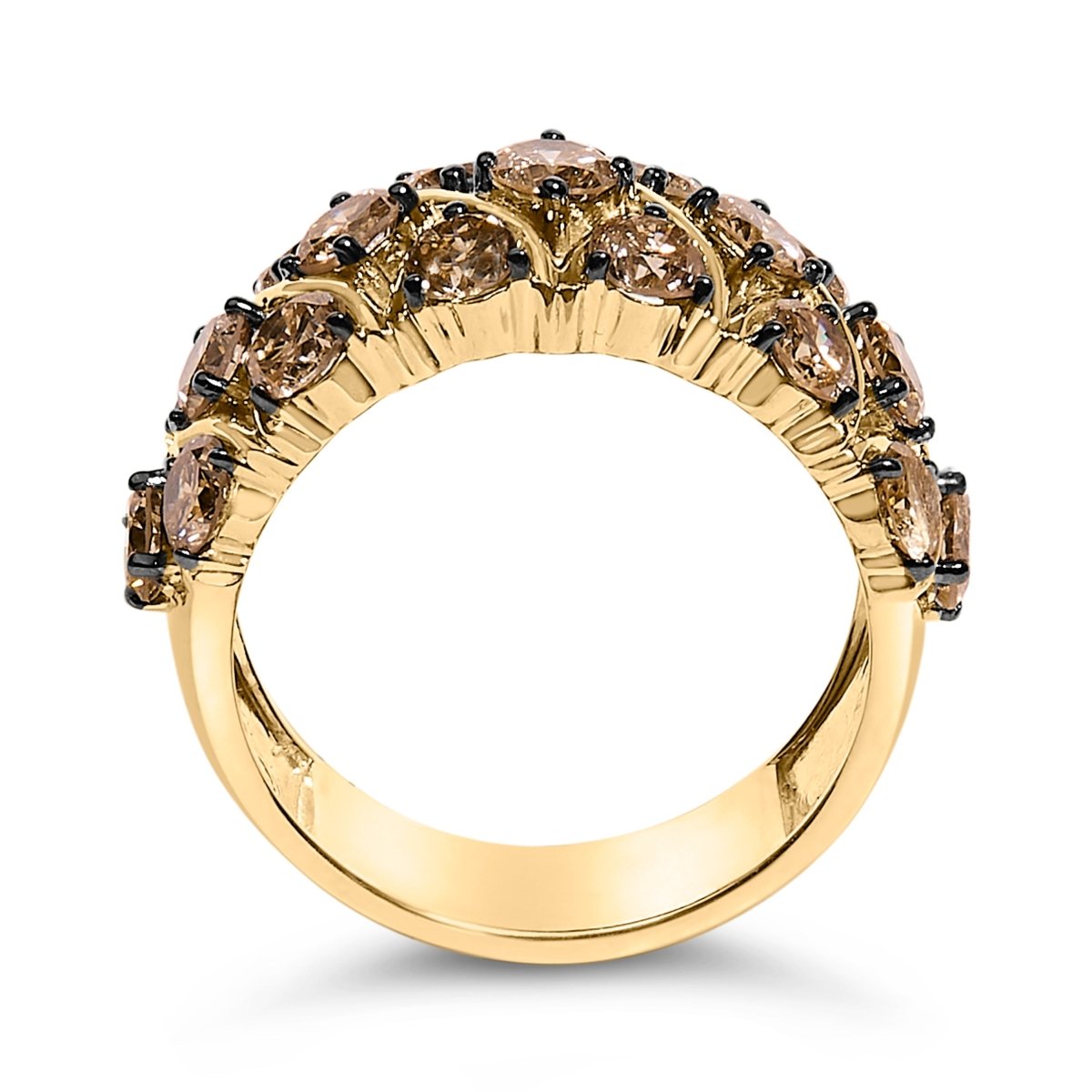 10K Yellow Gold Plated .925 Sterling Silver 3.0 Cttw Champagne Diamond Multi Lattice Band Ring - Size 7 - Rings - Custom Crafting Alliance, LLC