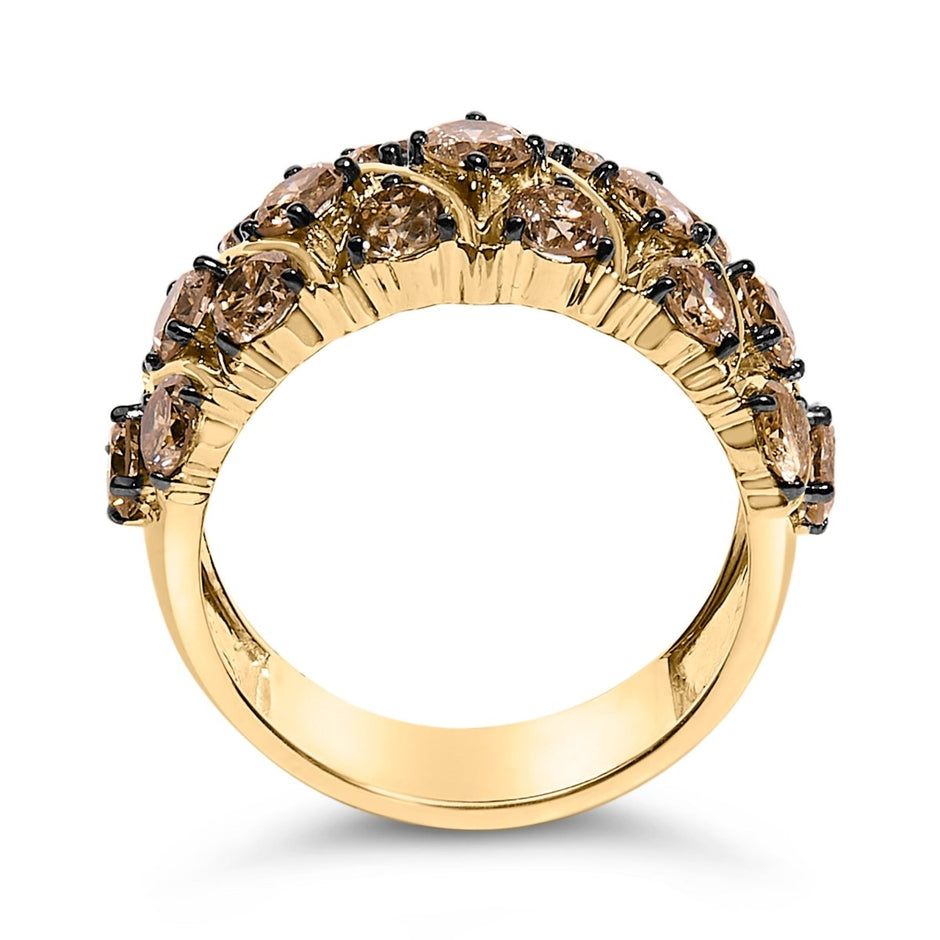 10K Yellow Gold Plated .925 Sterling Silver 3.0 Cttw Champagne Diamond Multi Lattice Band Ring - Size 7 - Rings - Custom Crafting Alliance, LLC