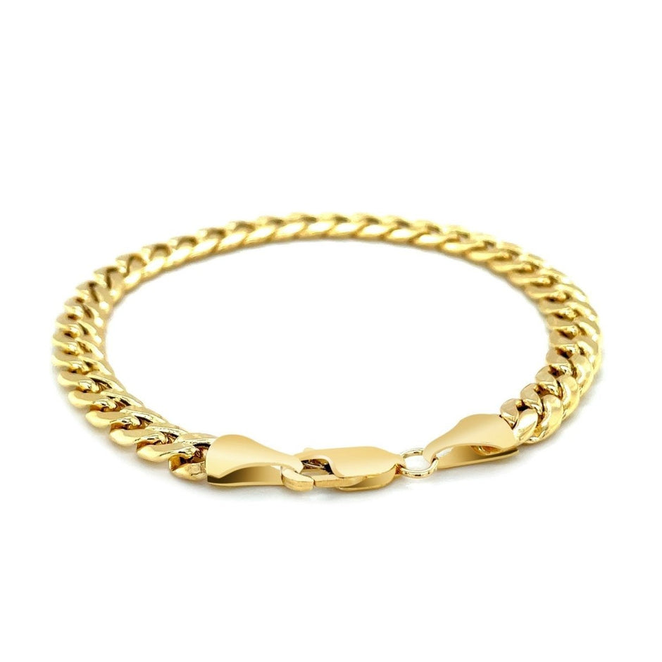 10k Yellow Gold Semi Solid Miami Cuban Bracelet (6.60 mm) - Bracelets - Custom Crafting Alliance, LLC