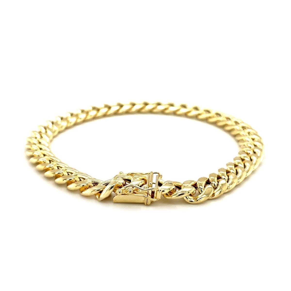 10k Yellow Gold Semi Solid Miami Cuban Bracelet (7.20 mm) - Bracelets - Custom Crafting Alliance, LLC