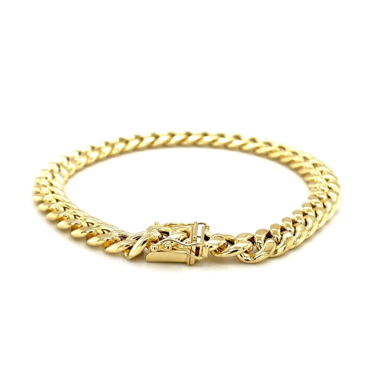 10k Yellow Gold Semi Solid Miami Cuban Bracelet (7.20 mm) - Bracelets - Custom Crafting Alliance, LLC