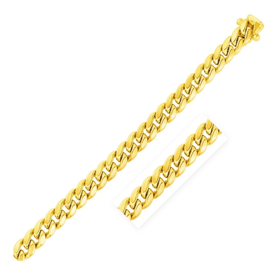 10k Yellow Gold Semi Solid Miami Cuban Bracelet (9.10 mm) - Bracelets - Custom Crafting Alliance, LLC