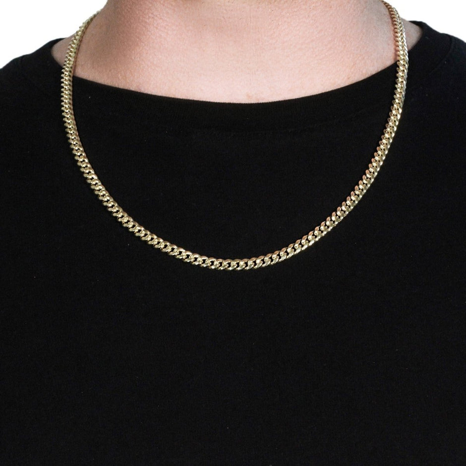 10k Yellow Gold Semi Solid Miami Cuban Chain (5.00 mm) - Necklaces - Custom Crafting Alliance, LLC