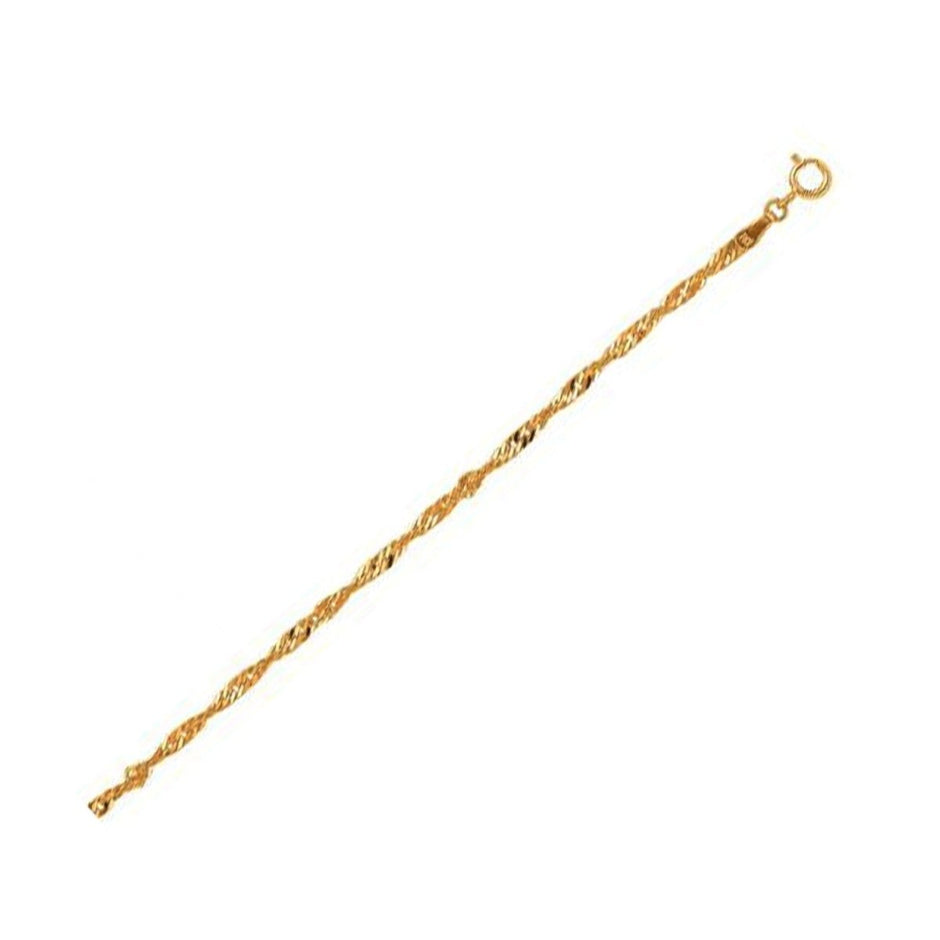 10k Yellow Gold Singapore Anklet 2.2mm - Accessories - Custom Crafting Alliance, LLC