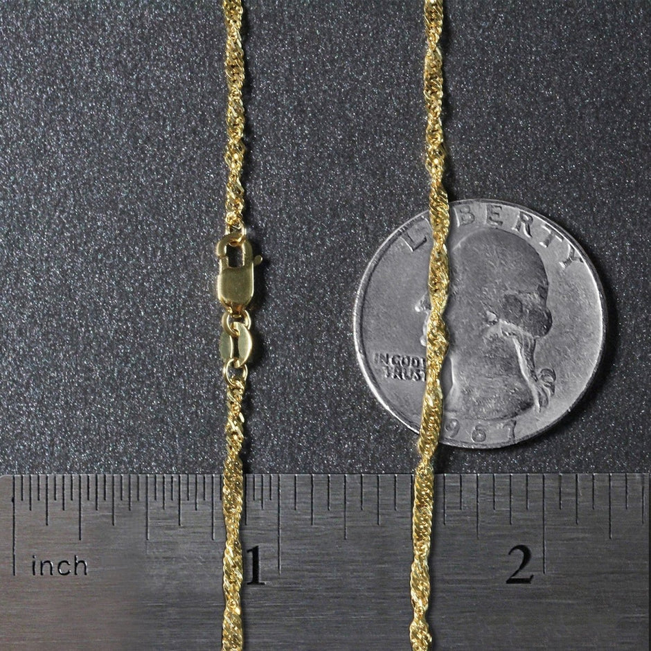 10k Yellow Gold Singapore Chain (1.80 mm) - Necklaces - Custom Crafting Alliance, LLC