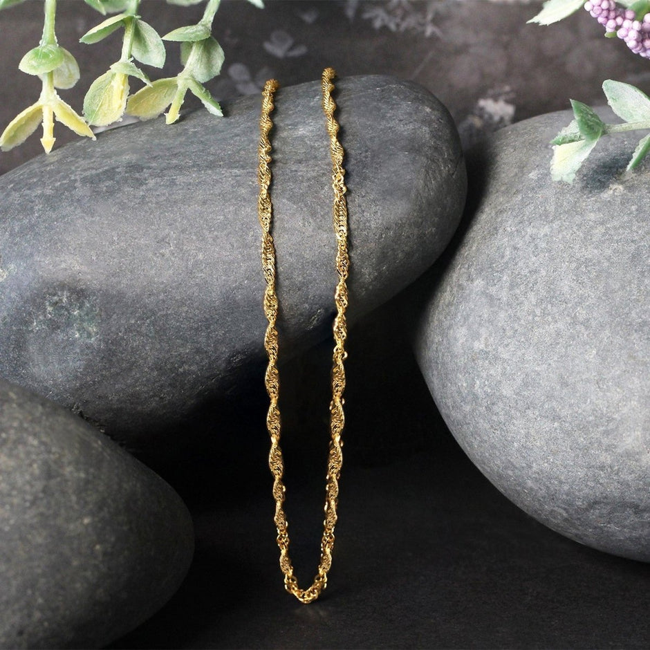 10k Yellow Gold Singapore Chain (1.80 mm) - Necklaces - Custom Crafting Alliance, LLC