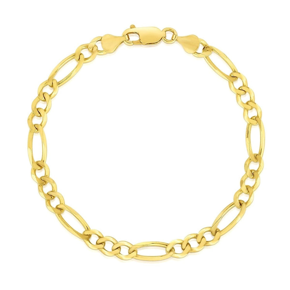10k Yellow Gold Solid Figaro Bracelet (4.50 mm) - Bracelets - Custom Crafting Alliance, LLC