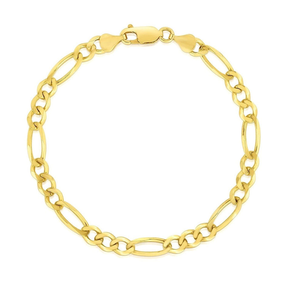 10k Yellow Gold Solid Figaro Bracelet (4.50 mm) - Bracelets - Custom Crafting Alliance, LLC