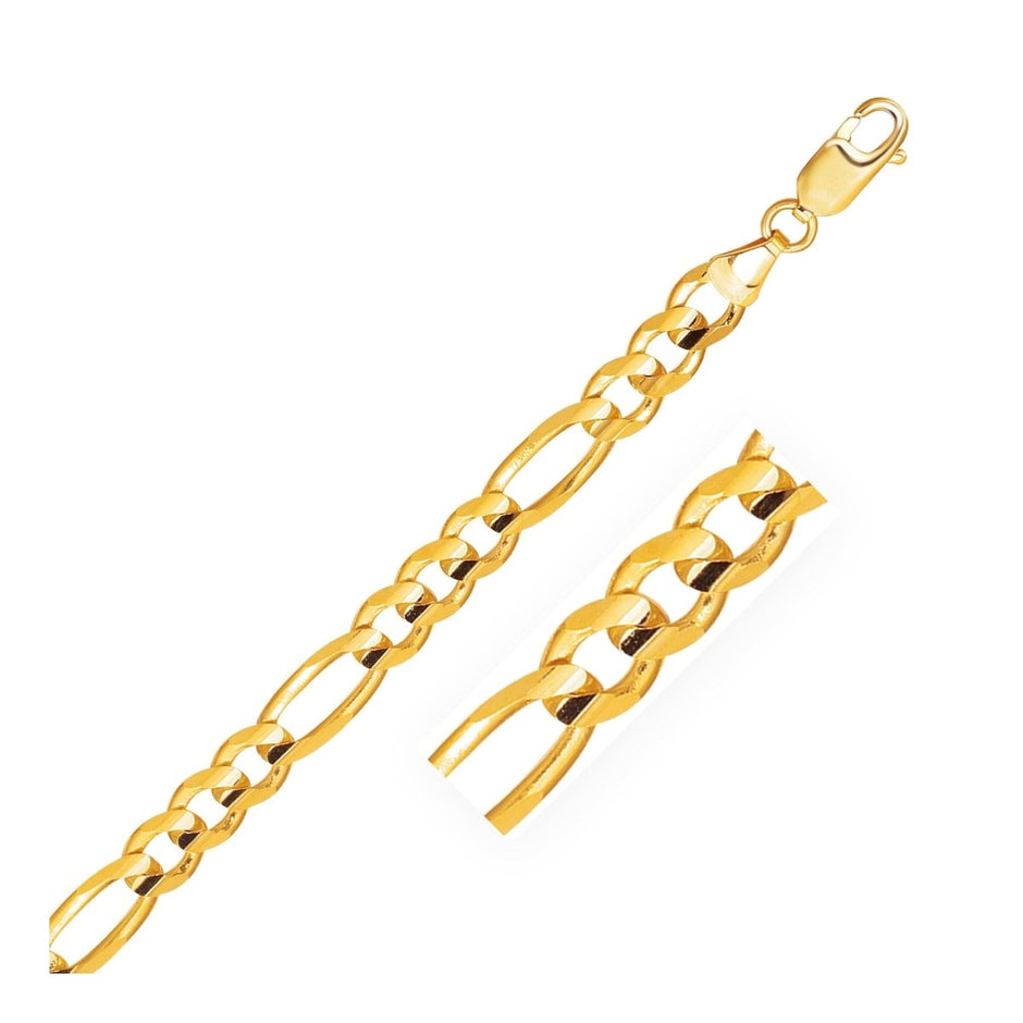 10k Yellow Gold Solid Figaro Bracelet (6.60 mm) - Bracelets - Custom Crafting Alliance, LLC