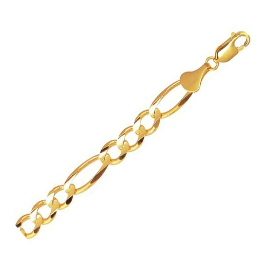 10k Yellow Gold Solid Figaro Bracelet (7.90 mm) - Bracelets - Custom Crafting Alliance, LLC