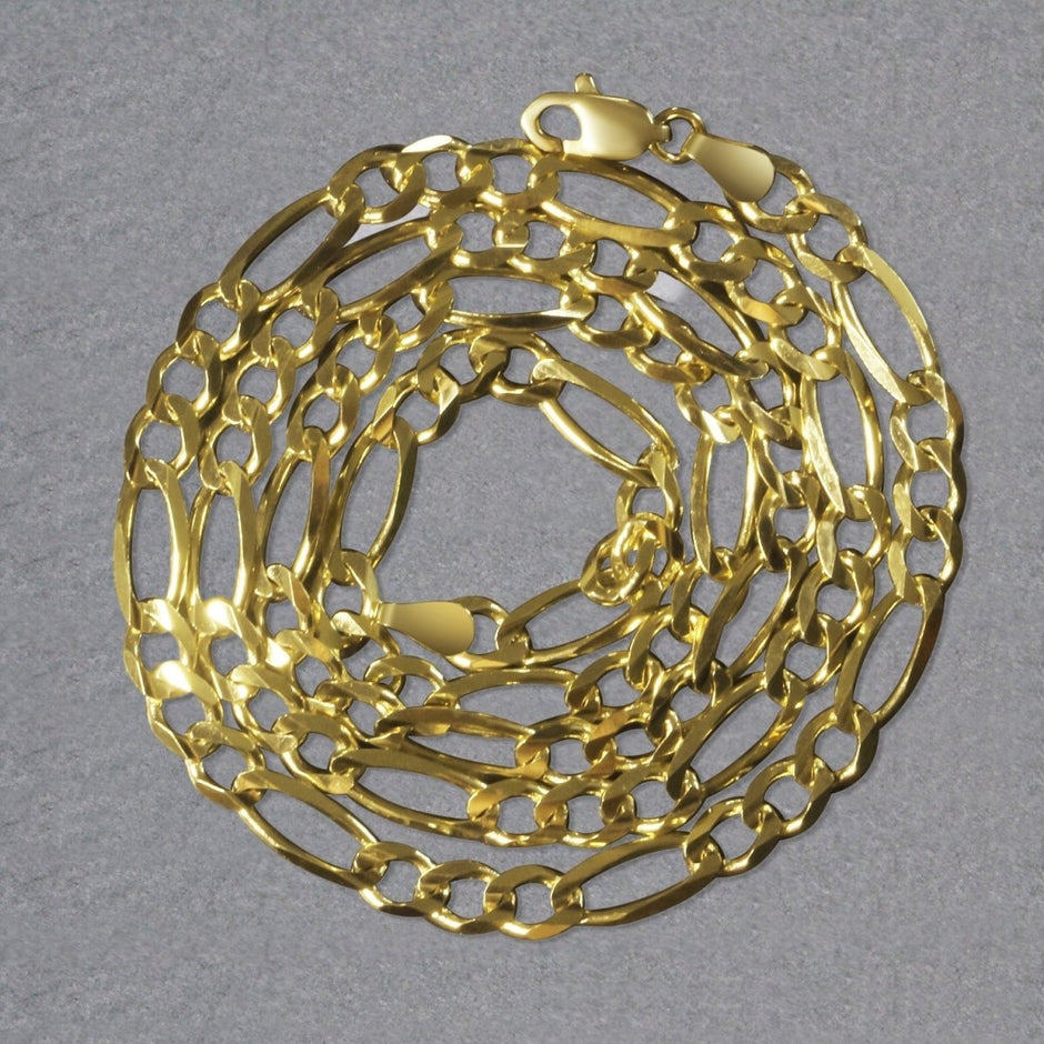 10K Yellow Gold Solid Figaro Chain (4.50 mm) - Necklaces - Custom Crafting Alliance, LLC