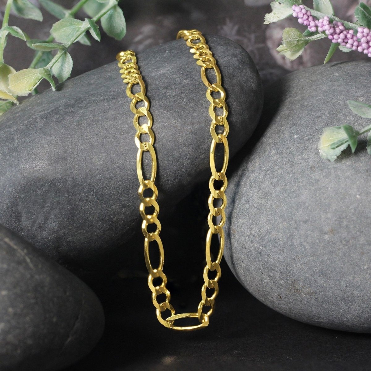 10K Yellow Gold Solid Figaro Chain (4.50 mm) - Necklaces - Custom Crafting Alliance, LLC