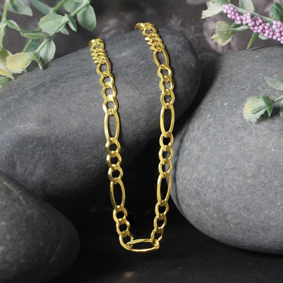 10K Yellow Gold Solid Figaro Chain (4.50 mm) - Necklaces - Custom Crafting Alliance, LLC
