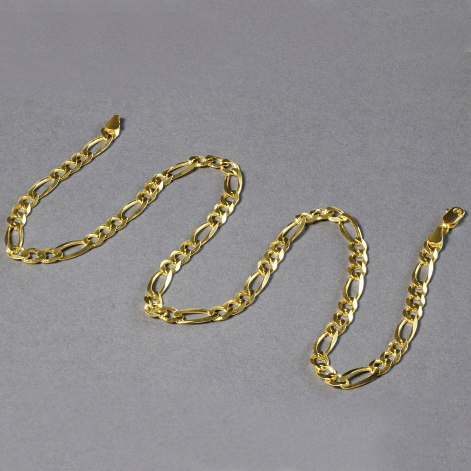 10K Yellow Gold Solid Figaro Chain (5.30 mm) - Necklaces - Custom Crafting Alliance, LLC