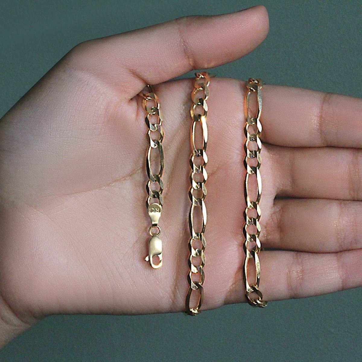 10K Yellow Gold Solid Figaro Chain (5.30 mm) - Necklaces - Custom Crafting Alliance, LLC