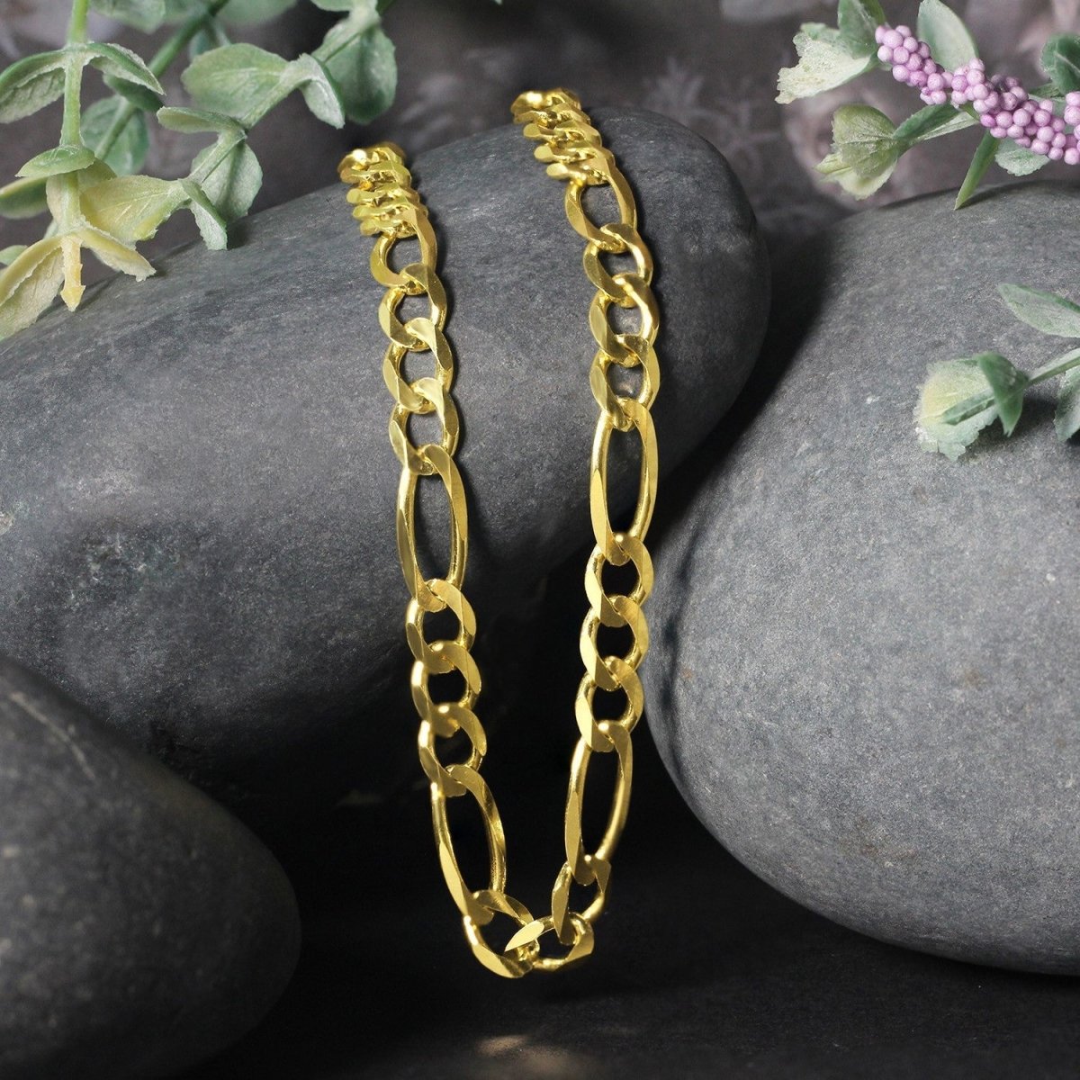 10K Yellow Gold Solid Figaro Chain (5.30 mm) - Necklaces - Custom Crafting Alliance, LLC