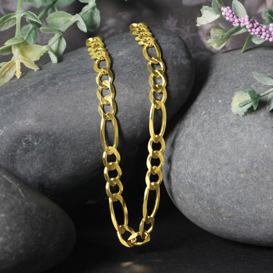 10K Yellow Gold Solid Figaro Chain (5.30 mm) - Necklaces - Custom Crafting Alliance, LLC