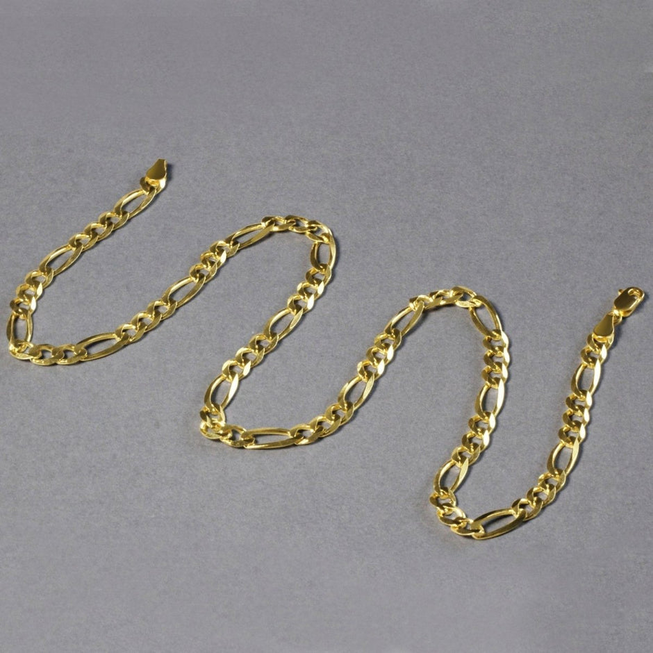 10K Yellow Gold Solid Figaro Chain (5.30 mm) - Necklaces - Custom Crafting Alliance, LLC