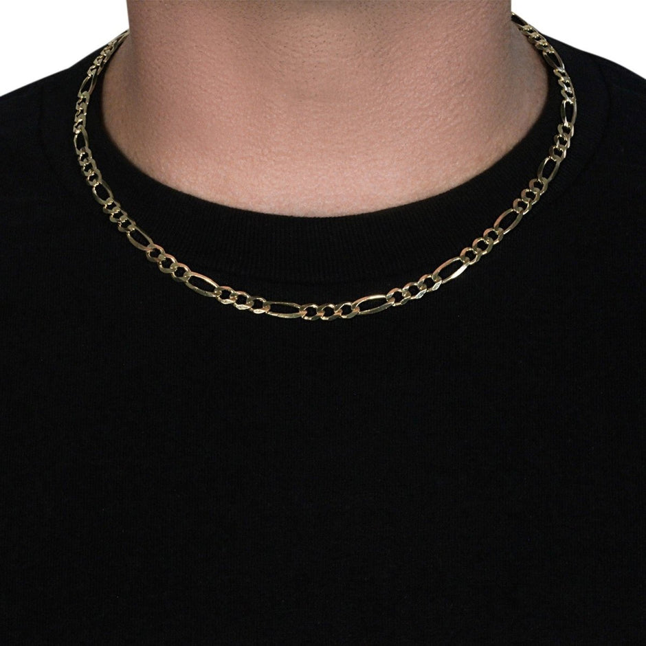 10K Yellow Gold Solid Figaro Chain (5.30 mm) - Necklaces - Custom Crafting Alliance, LLC