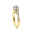 10K Yellow Gold Twisted Shank 1/10 Cttw Diamond Composite Halo Engagement Ring (I-J Color, I3 Clarity) - Size 7 - Rings - Custom Crafting Alliance, LLC
