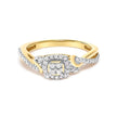 10K Yellow Gold Twisted Shank 1/10 Cttw Diamond Composite Halo Engagement Ring (I-J Color, I3 Clarity) - Size 7 - Rings - Custom Crafting Alliance, LLC